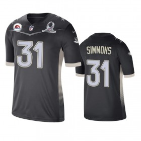 Camiseta Hombre NFL Denver Broncos Justin Simmons 31 Game Anthracite 2021 AFC Pro Bowl